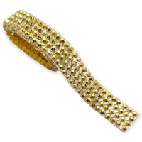 Tira de strass dourado 3mm X 40cm  X 4 tiras 