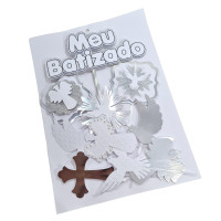 Topo de bolo batizado prata (und)